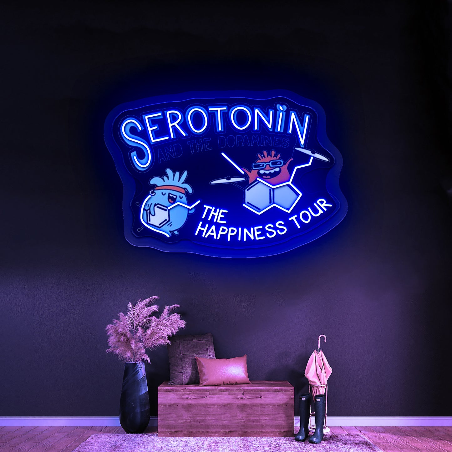 Serotonin And Dopamines Artwork Custom Led Signs