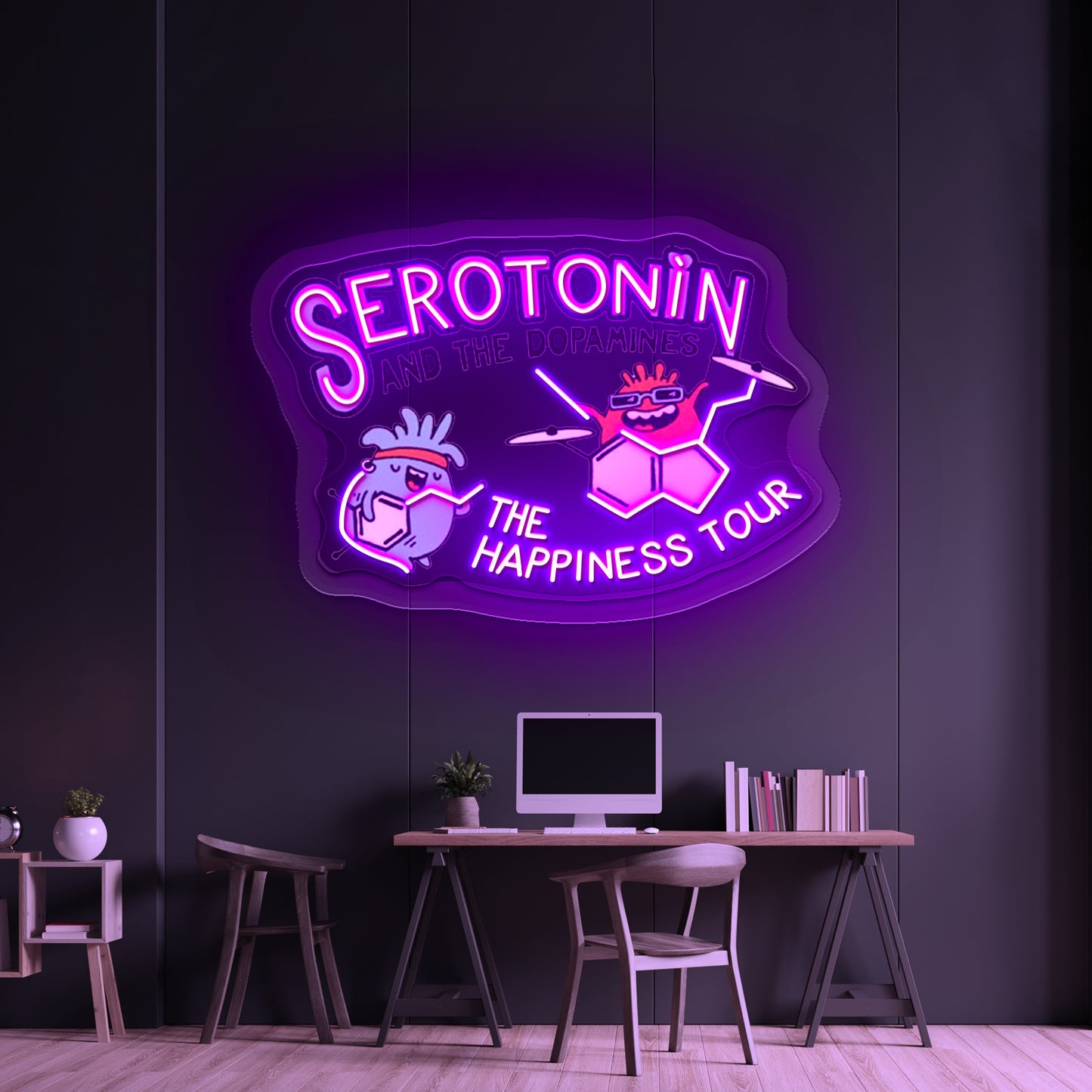 Serotonin And Dopamines Artwork Custom Led Signs