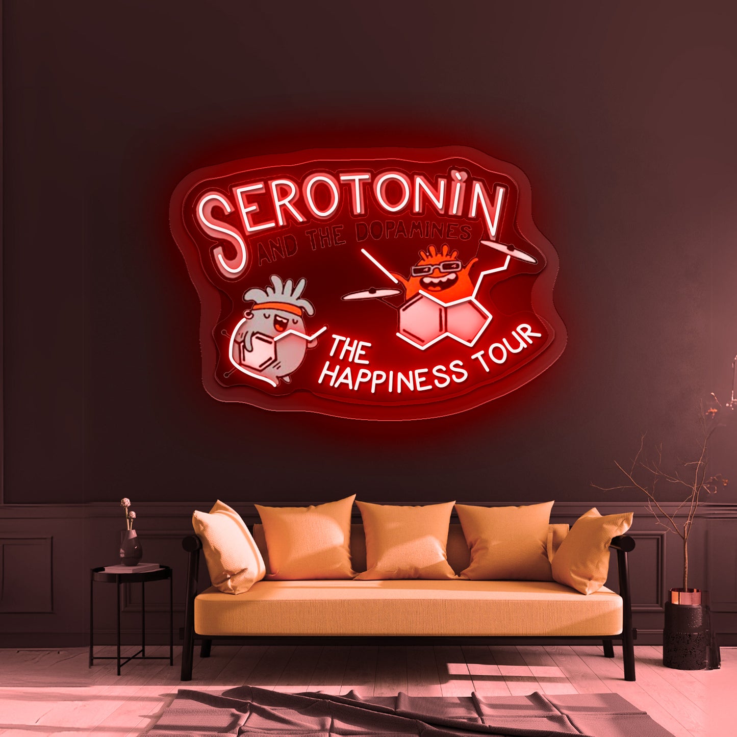 Serotonin And Dopamines Artwork Custom Led Signs