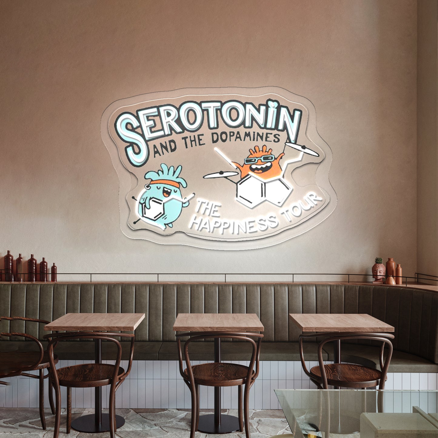 Serotonin And Dopamines Artwork Custom Led Signs