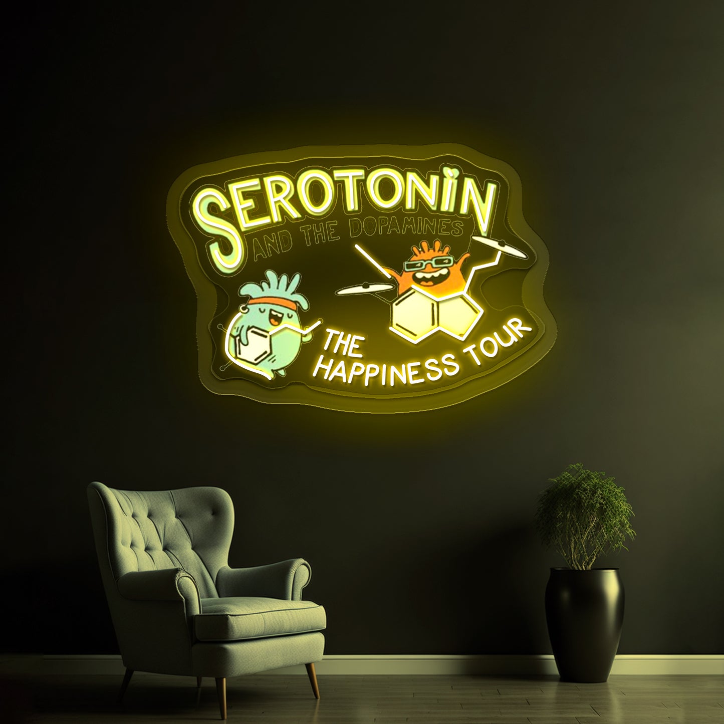 Serotonin And Dopamines Artwork Custom Led Signs