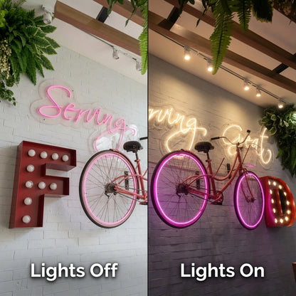 Sewing Craft LED Neon Sign - 06 Day Night Comparison
