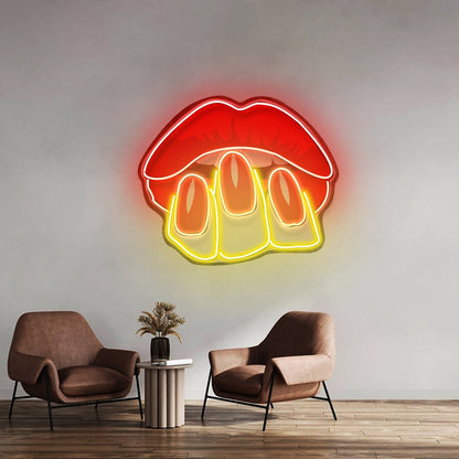 Sexy Hands On Lips Led Neon Sign Light Custom Led Signs - Shineneon