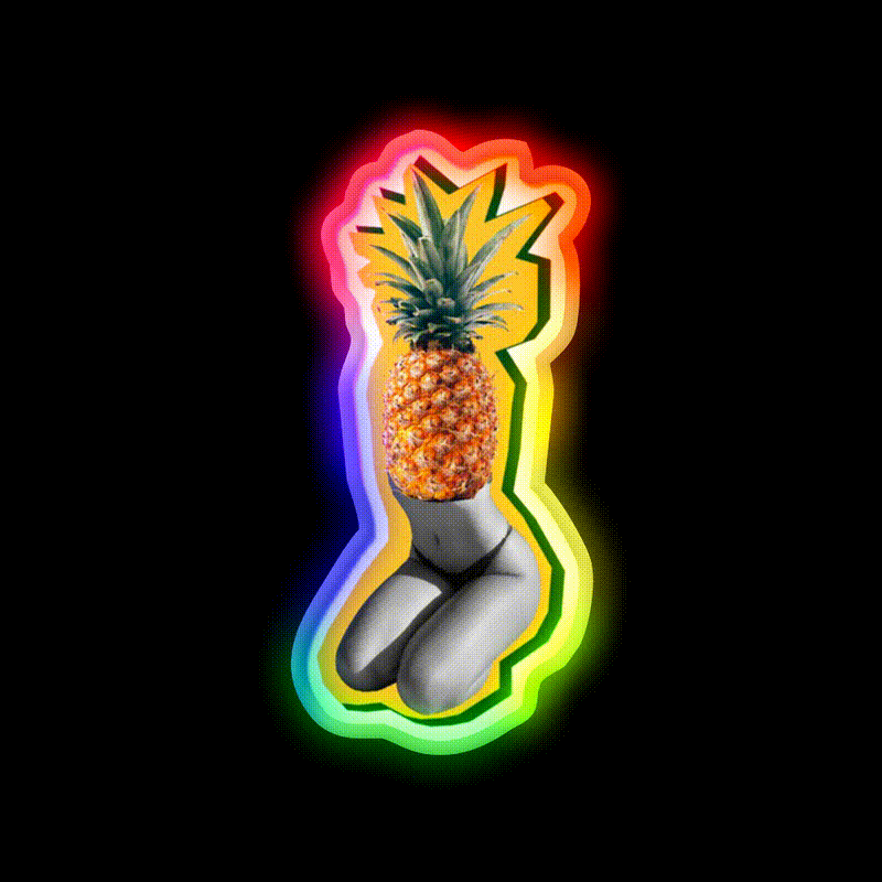 Sexy Pineapple Girl Food Porn Fast Food Led Neon Sign For Burger Place Rgb Color - LED neon sign close-up detail
