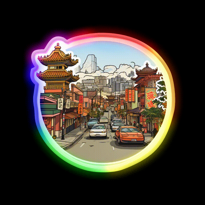 Sf Chinatown Ish Asian Cultural Led Neon Sign Rgb Color - LED neon sign close-up detail