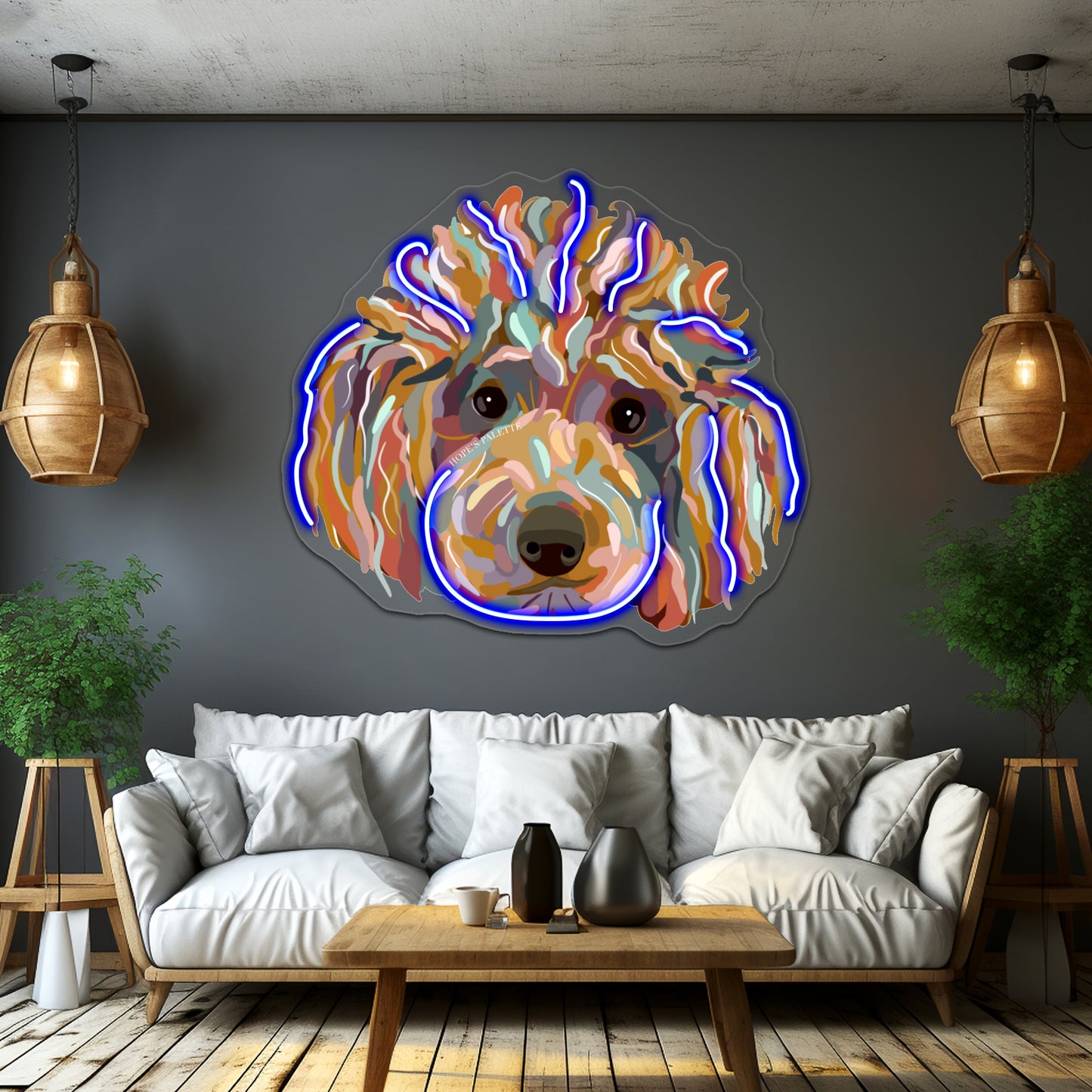 Shaggy Rainbow Poodle Wall Artwork Neon Signs