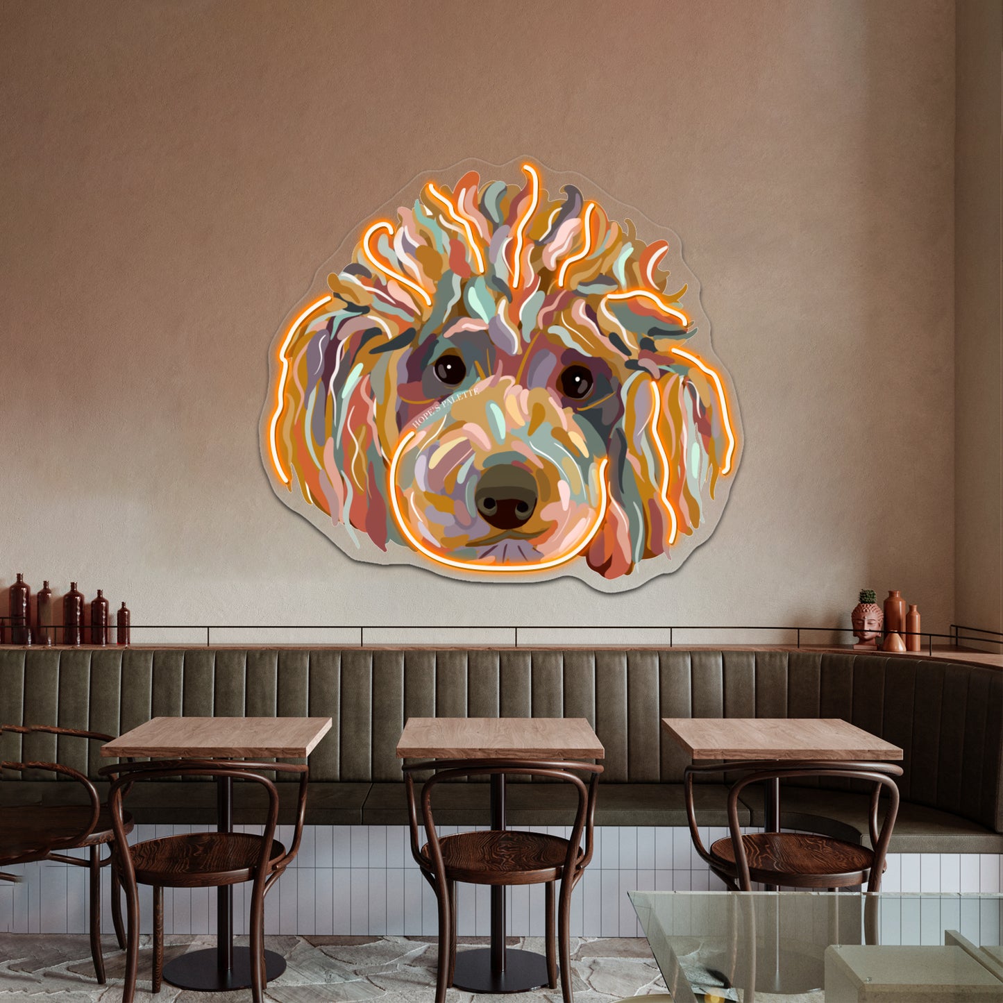 Shaggy Rainbow Poodle Wall Artwork Neon Signs