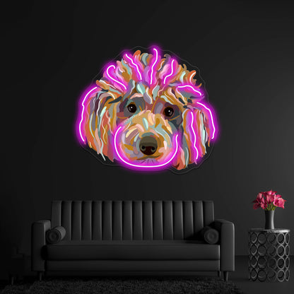 Shaggy Rainbow Poodle Wall Artwork Neon Signs