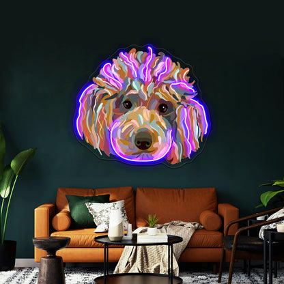 Shaggy Rainbow Poodle Wall Artwork Neon Signs