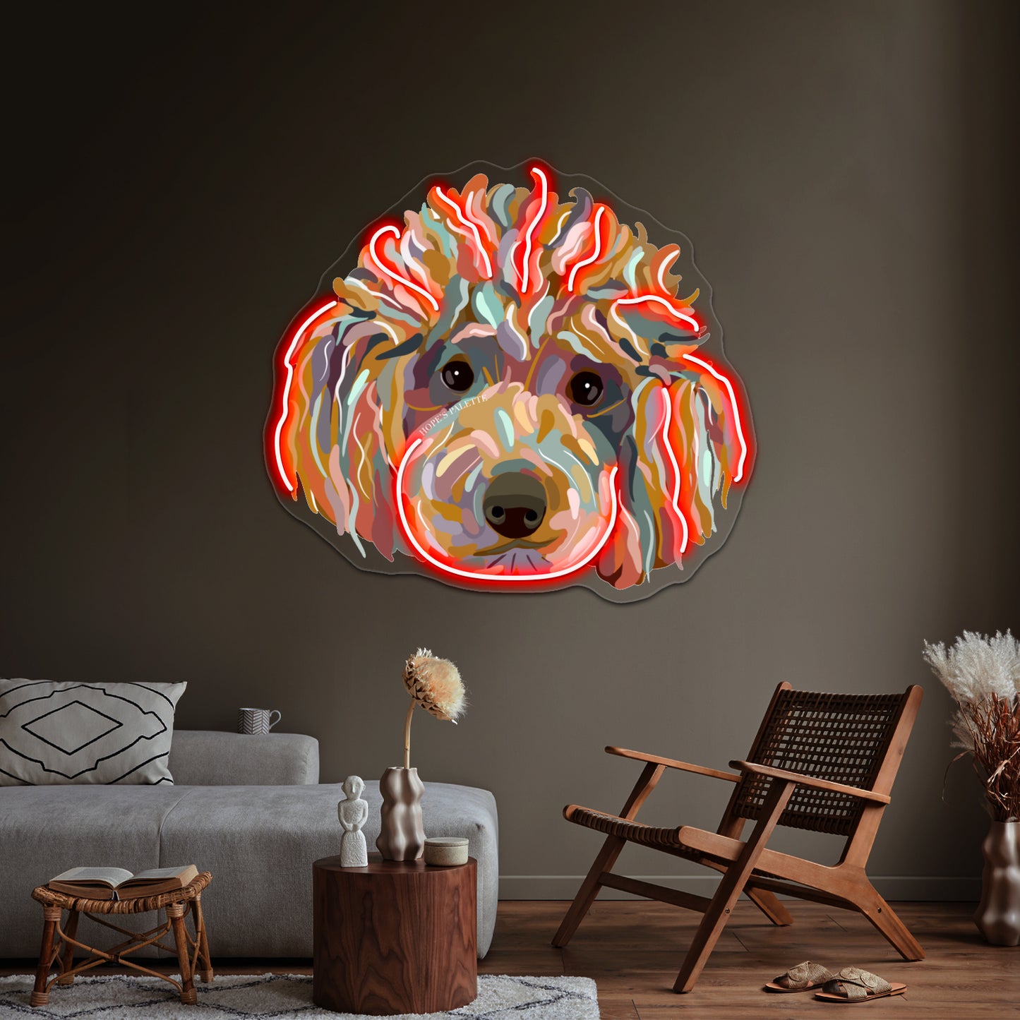 Shaggy Rainbow Poodle Wall Artwork Neon Signs