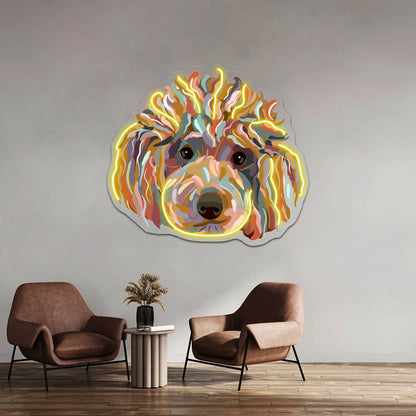 Shaggy Rainbow Poodle Wall Artwork Neon Signs