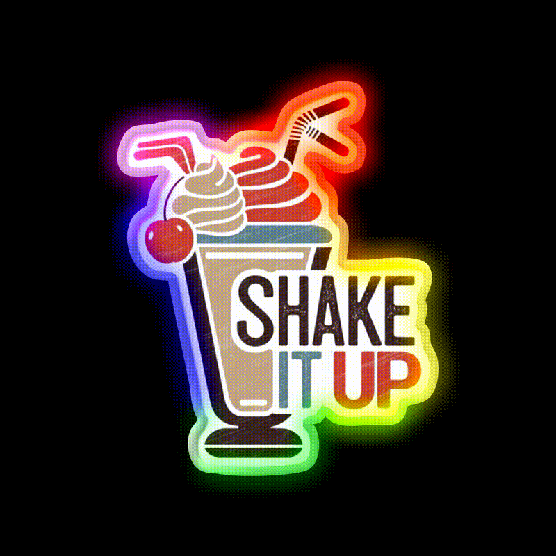Shake It Up Milkshake Fast Food Led Neon Sign For Burger Place Rgb Color - LED neon sign close-up detail