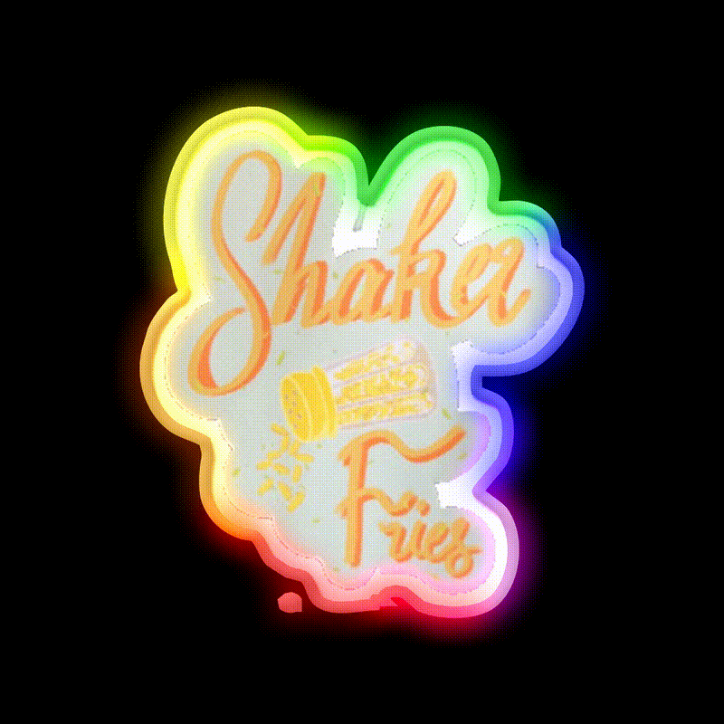 Shaker Fries Fast Food Led Neon Sign For Burger Place Rgb Color - LED neon sign close-up detail