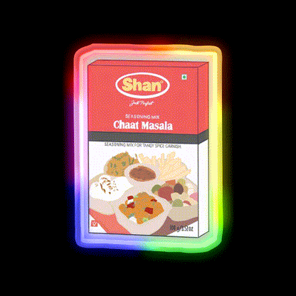 Shan Chaat Masala Box Snack Food Led Neon Sign Rgb Color - LED neon sign close-up detail