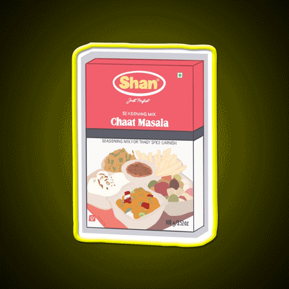 Shan Chaat Masala Box Snack Food Led Neon Sign Rgb Color - Custom LED neon sign front view
