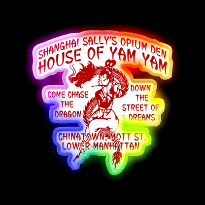 Shanghai Sallys House Of Yam Yam Red Asian Cultural Led Neon Sign Rgb Color - LED neon sign close-up detail