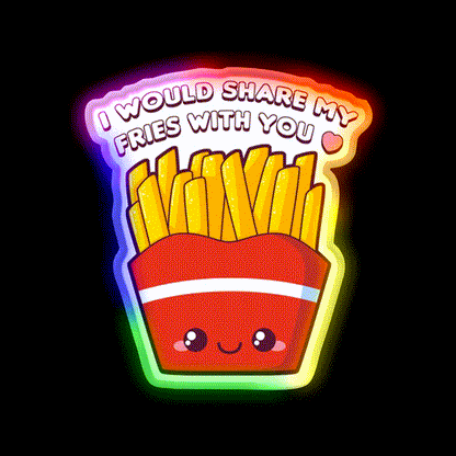 Share My Fries Snack Food Led Neon Sign Rgb Color - LED neon sign close-up detail