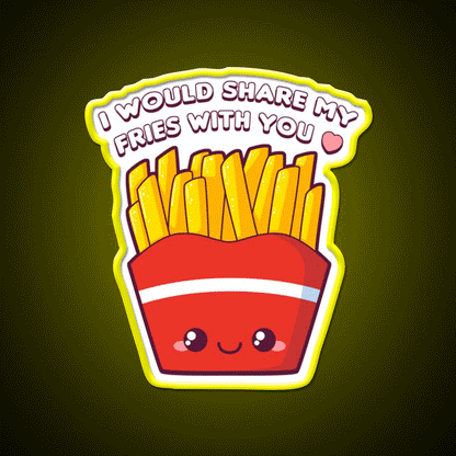 Share My Fries Snack Food Led Neon Sign Rgb Color - Custom LED neon sign front view