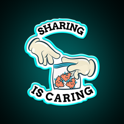 Sharing Is Caring Hemp Inspired Green Leaf Led Neon Sign Rgb Color - Size and dimension reference