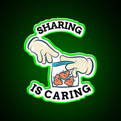 Sharing Is Caring Hemp Inspired Green Leaf Led Neon Sign Rgb Color - LED neon sign view 8