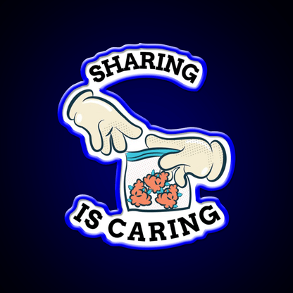 Sharing Is Caring Hemp Inspired Green Leaf Led Neon Sign Rgb Color - Shineneon