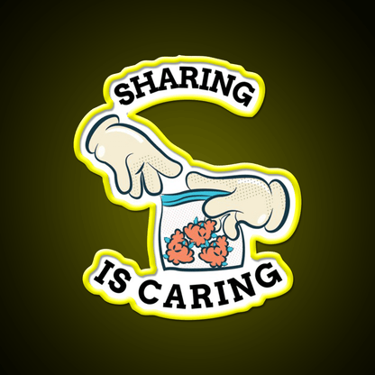 Sharing Is Caring Hemp Inspired Green Leaf Led Neon Sign Rgb Color - Shineneon