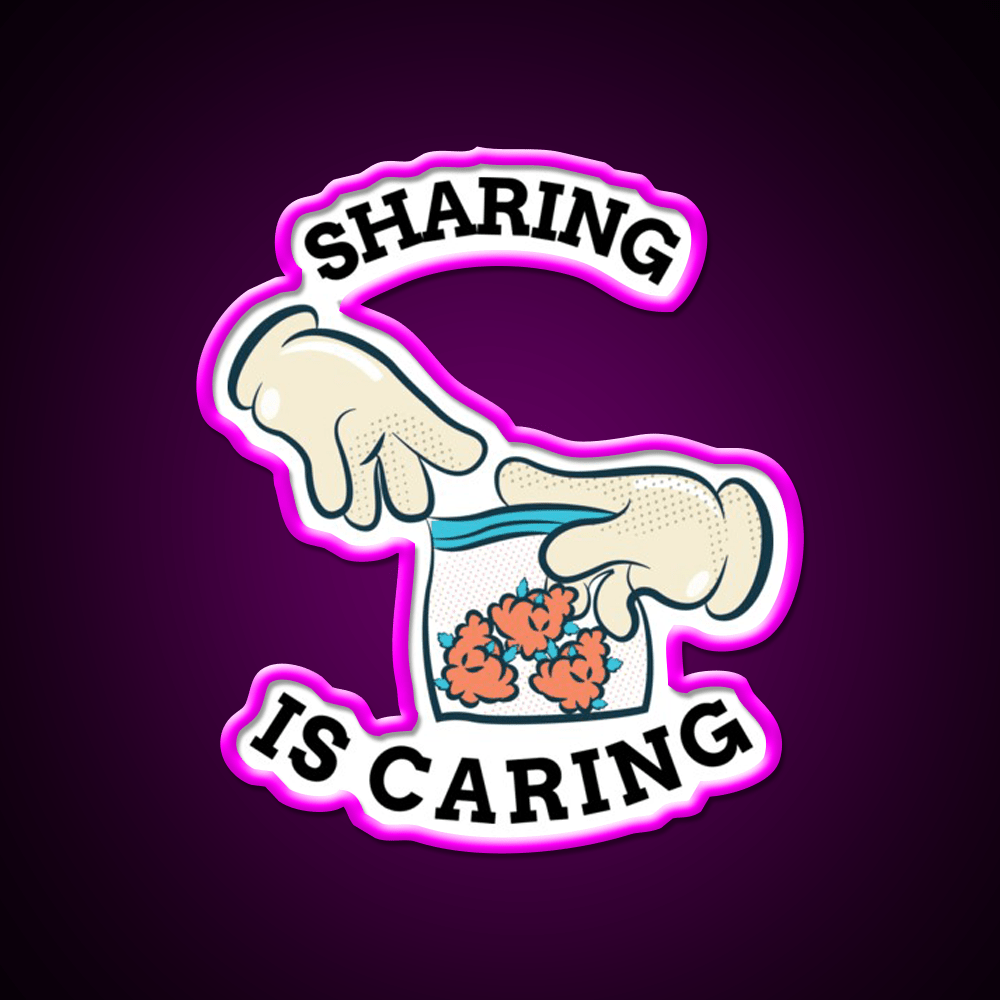 Sharing Is Caring Hemp Inspired Green Leaf Led Neon Sign Rgb Color - Shineneon