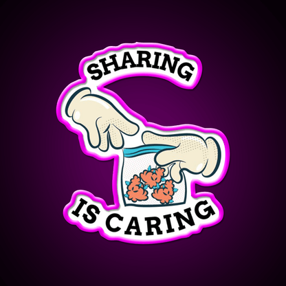 Sharing Is Caring Hemp Inspired Green Leaf Led Neon Sign Rgb Color - Shineneon