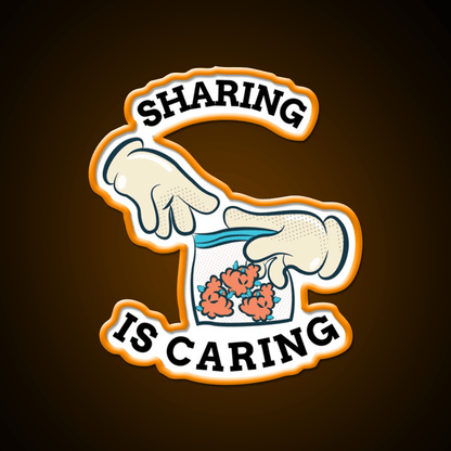 Sharing Is Caring Hemp Inspired Green Leaf Led Neon Sign Rgb Color - Shineneon