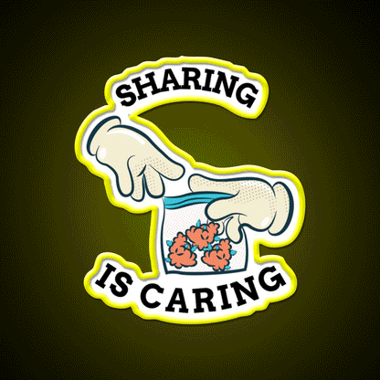 Sharing Is Caring Hemp Inspired Green Leaf Led Neon Sign Rgb Color - Custom LED neon sign front view