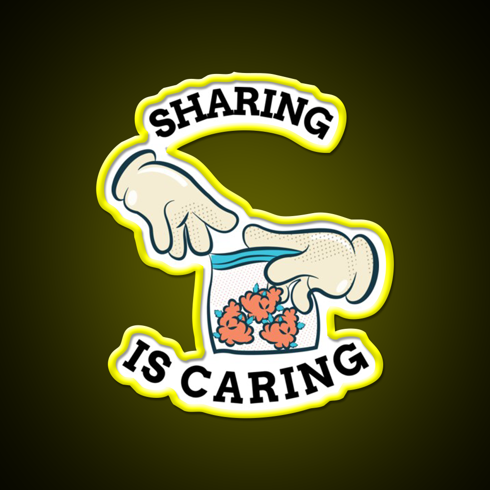 Sharing Is Caring Hemp Inspired Green Leaf Led Neon Sign Rgb Color - LED neon sign view 7