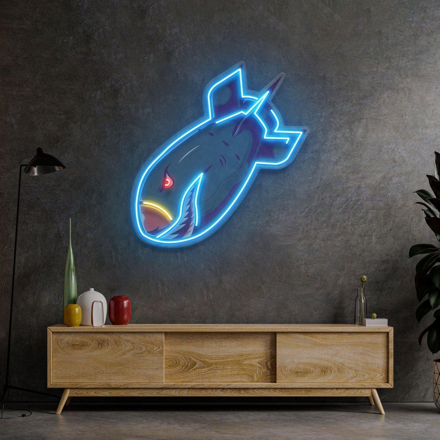 Shark Bomb Cartoon Uv Printed Led Neon Sign For Bar Restaurant Kids Room Decor | Shineneon