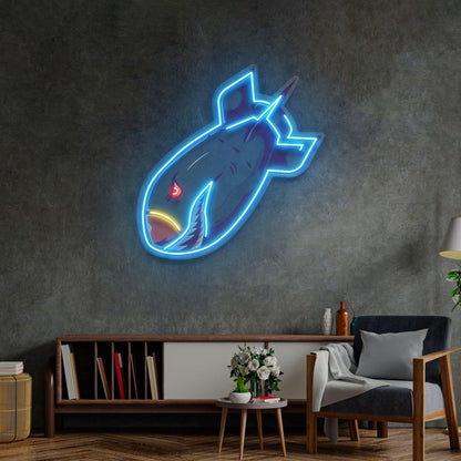 Shark Bomb Cartoon Uv Printed Led Neon Sign For Bar Restaurant Kids Room Decor | Shineneon