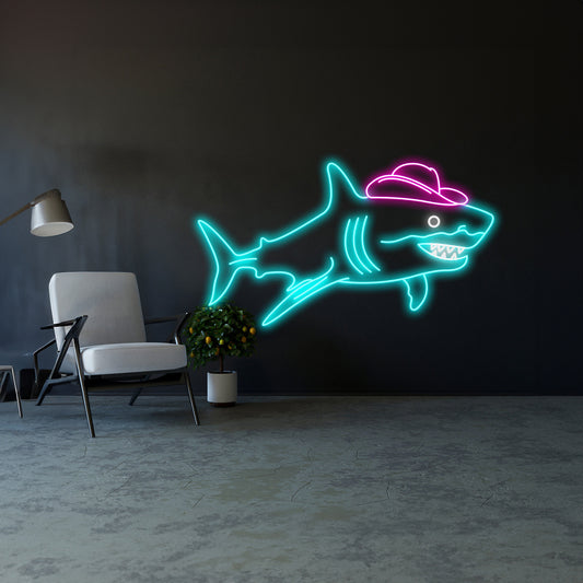 Shark Cowboy Neon Sign