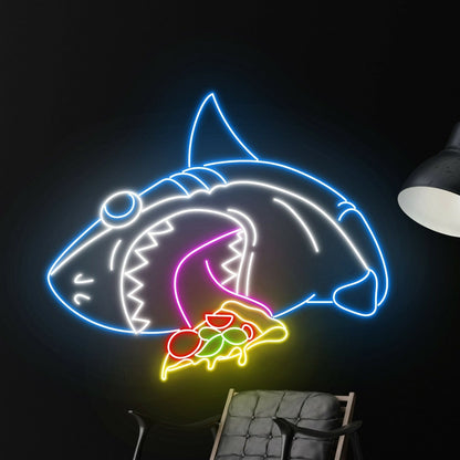 Shark Eat Pizza Led Neon Sign Funny Shark Shark Neon Light - Shineneon