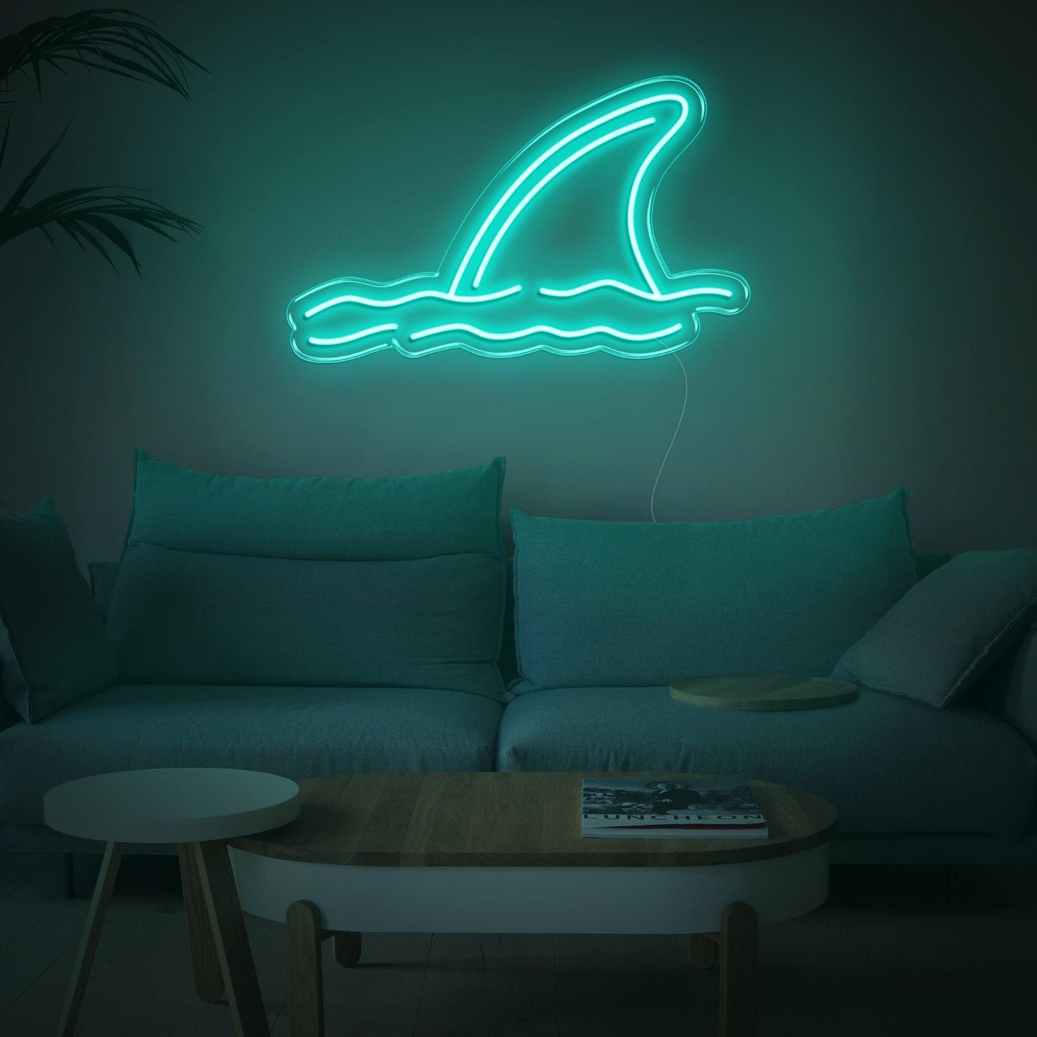 Shark Fin Waves Yellow Led Neon Sign For Coastal Living Room Decor | Shineneon