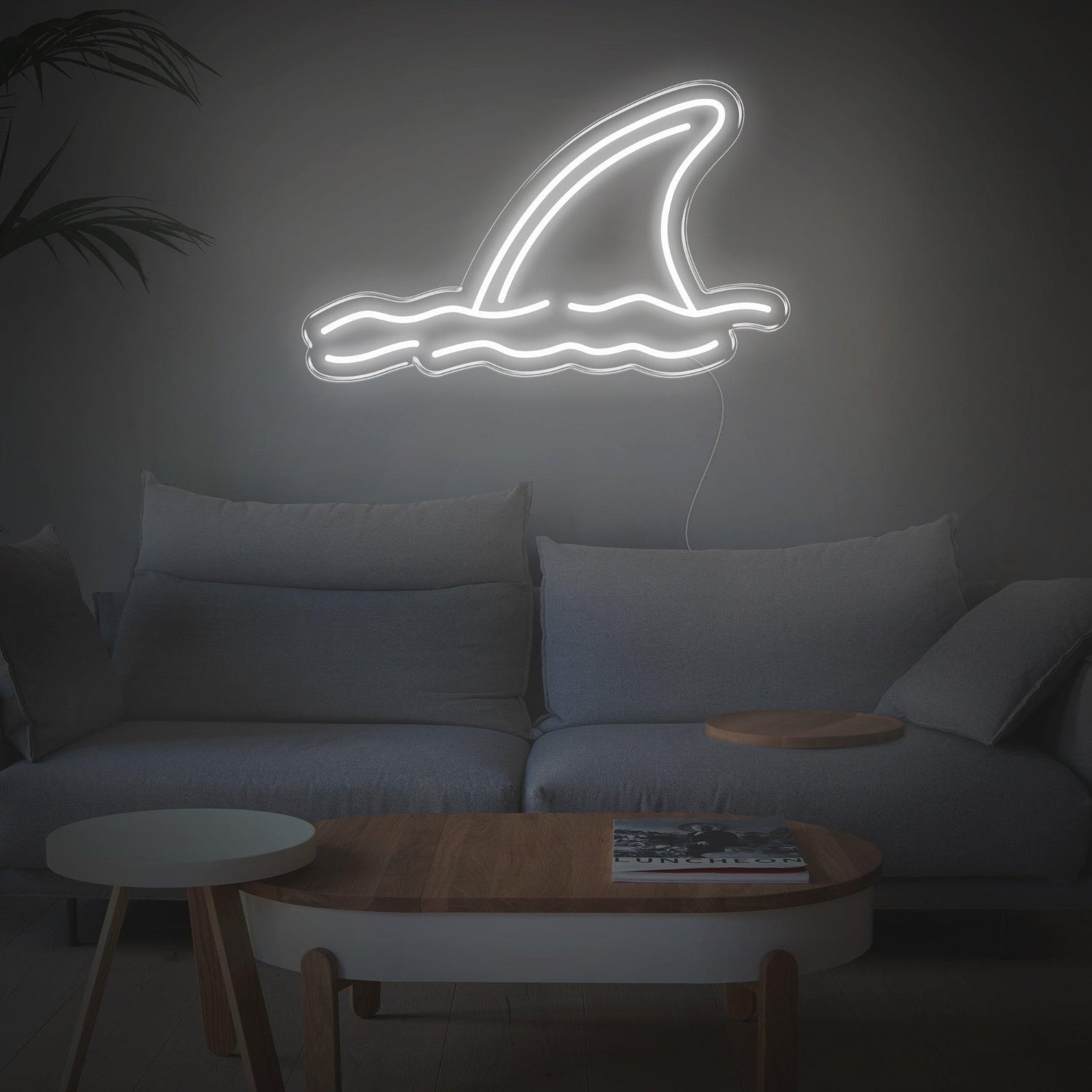 Shark Fin Waves Yellow Led Neon Sign For Coastal Living Room Decor | Shineneon