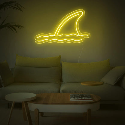 Shark Fin Waves Yellow Led Neon Sign For Coastal Living Room Decor | Shineneon
