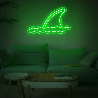 Shark Fin Waves Yellow Led Neon Sign For Coastal Living Room Decor | Shineneon