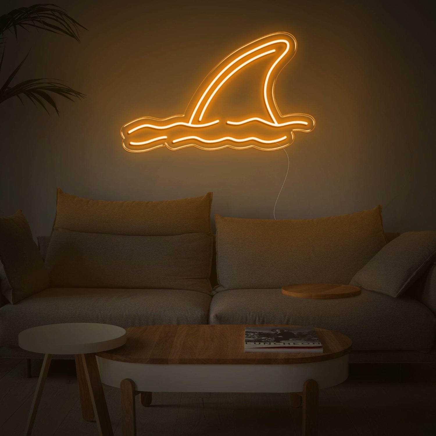 Shark Fin Waves Yellow Led Neon Sign For Coastal Living Room Decor | Shineneon