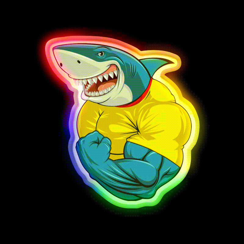 Shark Flex 3 Gym Fitness Led Neon Sign Rgb Color - LED neon sign close-up detail