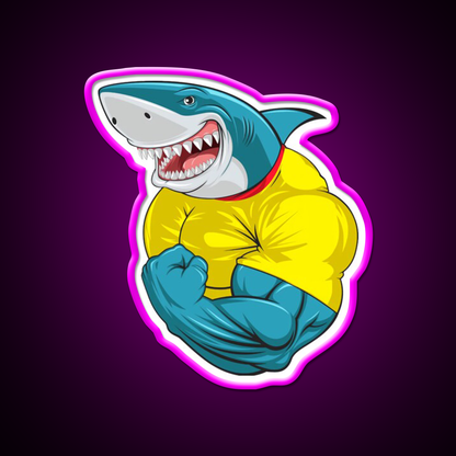Shark Flex 3 Gym Fitness Led Neon Sign Rgb Color - Neon sign mounted on wall in room