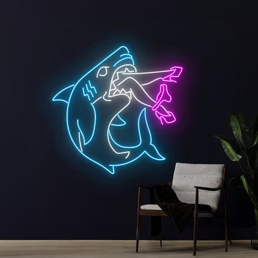 Shark Girl Legs Neon Sign