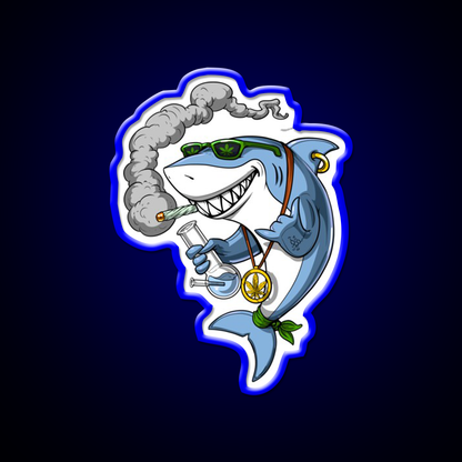 Shark Stoner Weed Hemp Inspired Green Leaf Led Neon Sign Rgb Color