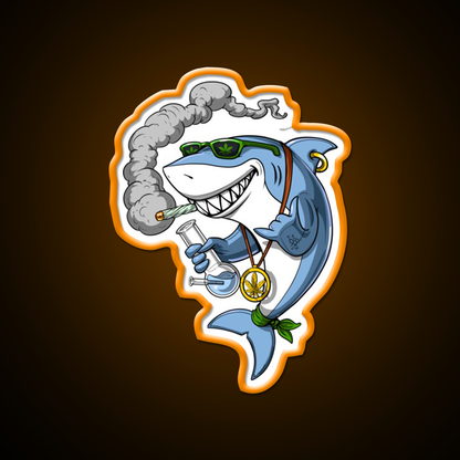 Shark Stoner Weed Hemp Inspired Green Leaf Led Neon Sign Rgb Color