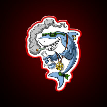 Shark Stoner Weed Hemp Inspired Green Leaf Led Neon Sign Rgb Color