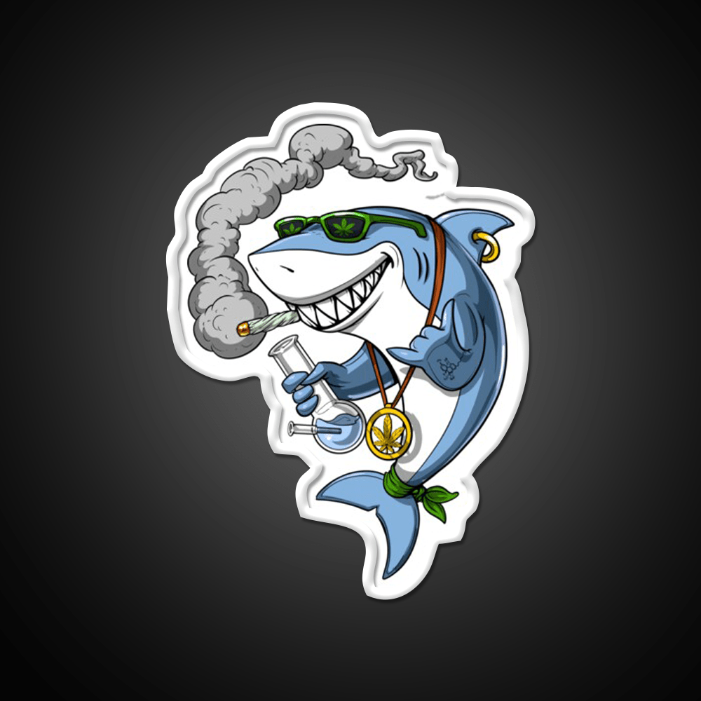 Shark Stoner Weed Hemp Inspired Green Leaf Led Neon Sign Rgb Color - Shineneon