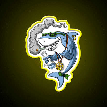 Shark Stoner Weed Hemp Inspired Green Leaf Led Neon Sign Rgb Color