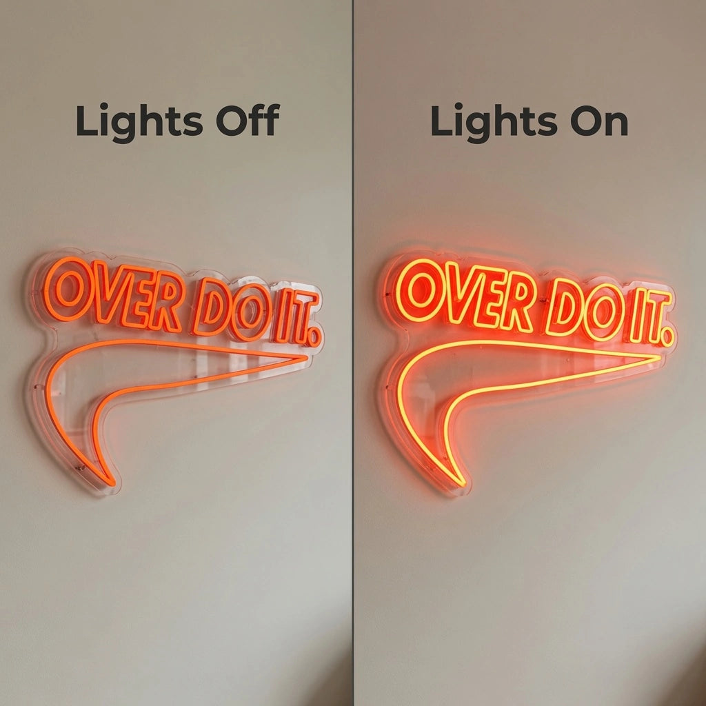 She LED Neon Sign - 06 Day Night Comparison