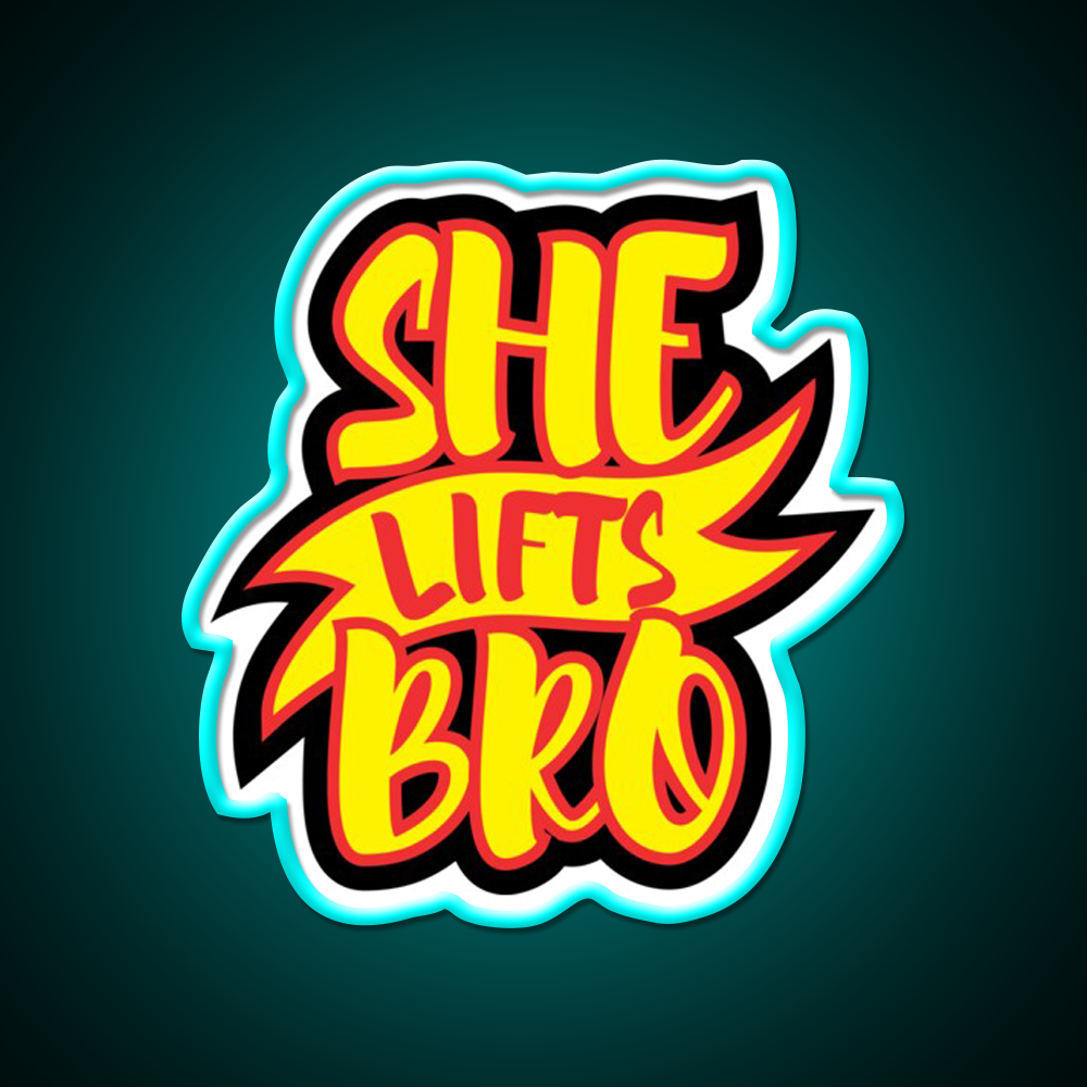 She Lifts Bro Gym Fitness Led Neon Sign Rgb Color - Size and dimension reference